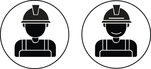 Construction worker icons set. Labor, builder, employee, hardhat concept. Simple flat style. Fill vector design illustration isolated on Transparent background. Vector Person Profile Avatar.