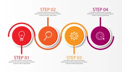 Fotobehang 4 step infographic, simple infographic business design with circle shapes and colored lines with symbols. suitable for your business presentation © Ahmad