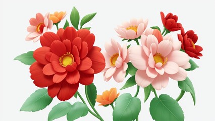 Colorful flowers floral Clipart, high quality resolution, beautiful flowers white background, AI generated images, jpg illustration. 


