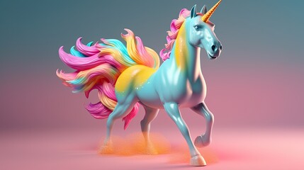 3d rendered colorful unicorn illustration background