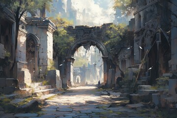 Journey Through a Breathtaking Illustration of a Fantasy Old Town