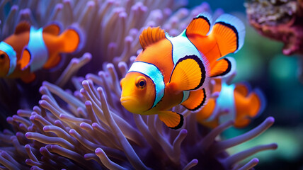 Obraz na płótnie Canvas Nemo Aquatic animals under water.