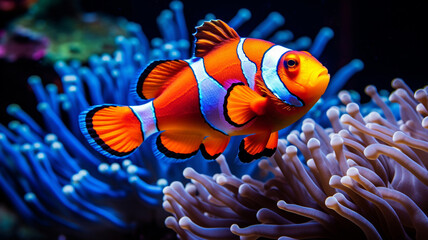 Naklejka na ściany i meble Nemo Aquatic animals under water.