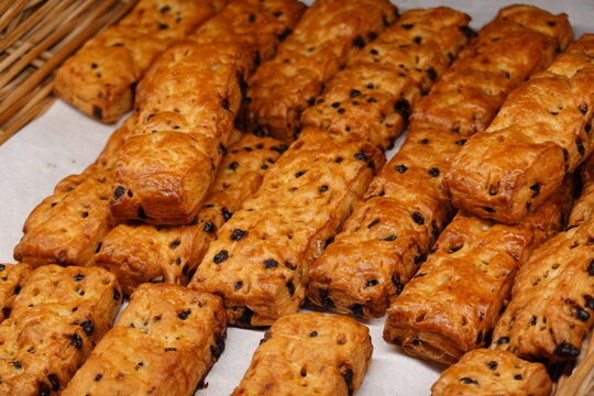 Many pineapple pie for sale at dessert or bakery shop. Bread food.