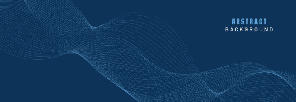 Vector Data Technology Background. Dotted Halftone Waves Connecting Dots and Lines on a Blue Background. © VectorStockStuff