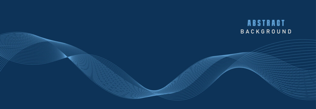 Vector Data Technology Background. Waves Lines on a Blue Background. © VectorStockStuff