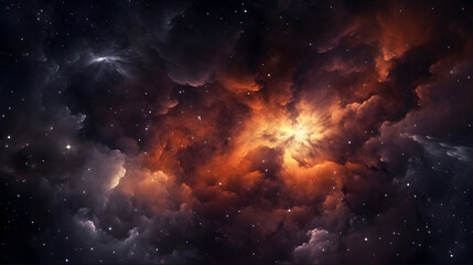 Fototapeta premium fantastic space nebula with glowing cosmic clouds on black background Neural network generated in May 2023. Not based on any actual scene or pattern.
