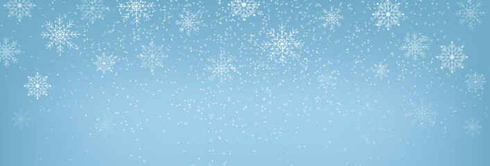 Naklejka na ściany i meble Christmas banner design. Winter background with snowflakes. Abstract snow border and copy space for text. Vector illustration