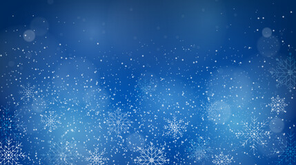 Winter christmas background with snowflakes. Abstract falling snow design template. Vector illustration