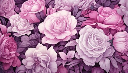 Illustration of a Field with Fragrant Roses