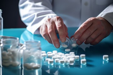 A close up of hands carefully measuring medications used to manage Stills Disease symptoms and inflammation - Powered by Adobe