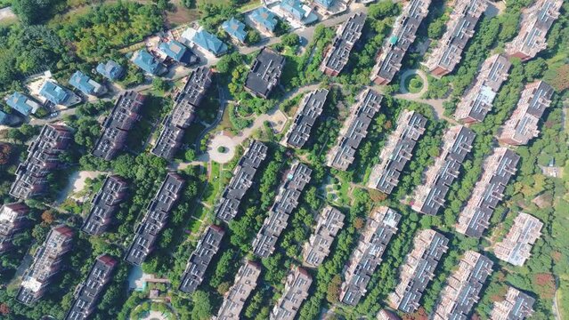 Aerial photography of green cities, ecological cities, livable environment, neatly planned cities
