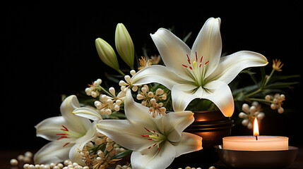 white lily on black background