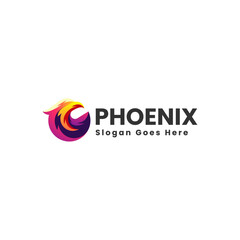 Vector Logo Illustration Phoenix Gradient Colorful Style.