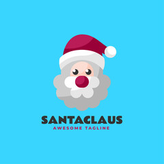 Vector Logo Illustration Santa Claus Mascot Cartoon Style.