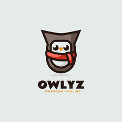 Vector Logo Illustration Owl Mascot Cartoon Style.