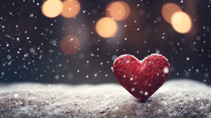 christmas card, heart-shaped decoration for the new year, the concept of winter holiday love december - obrazy, fototapety, plakaty