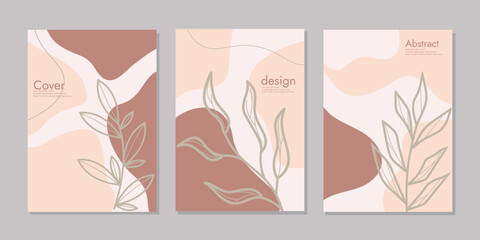 Set of notebook cover hand drawn floral designs. beautiful botanical abstract background .Designs is for notebook, book, planner, diary, poster, card. Size A4. Vector illustration