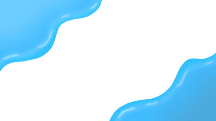 ライトブルーのスライム・チューブ液・ペンキ等の粘度や粘着性のある液体の斜めフレームイラスト素材　透過PNG／JPEG白背景