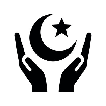 muslim moon and hands