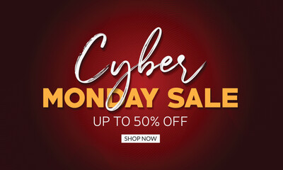 Obraz premium cyber monday sale lettering design with red gradient background perfect for banner, poster, templates.