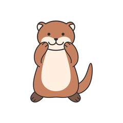 Cute little otter cartoon vector Illustration on a white background