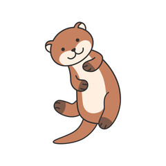 Cute otter cartoon vector Illustration isolated on a white background.
