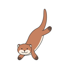 Cute cartoon otter on a white background. Vector illustration.