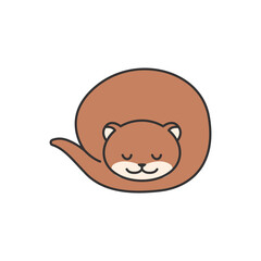 Cute little otter. Animal cartoon character. Vector illustration.
