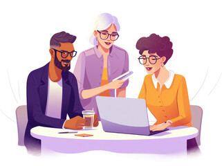 Business people working together on laptop.