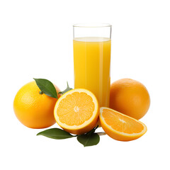 Fresh orange juice on white background