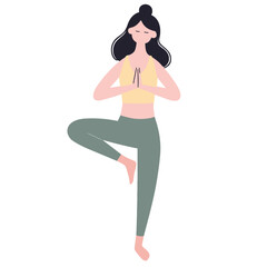 Vector Illustration of woman yoga exercise, exercise, healthy