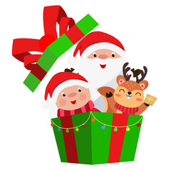 christmas tree with santa claus, santa claus set, santa claus and snowman