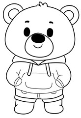 Bear wearing a sweater drawing line