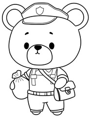 postman bear drawing line