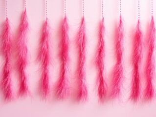 Pink Tinsel Garland. Background, backdrop.