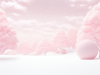 Pink and White Winter Scene. Fantasy landscape. Background, backdrop, copy space.