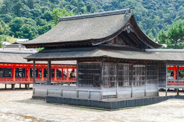 Old temple in Itzukushima, Japan, no water in the island