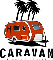 caravan truck classic logo design vector	 - obrazy, fototapety, plakaty