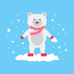 Teddy Bear Illustration Christmas vector simple
