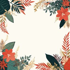 Naklejka premium Frame of leaves with space for text. Top view, flat lay.