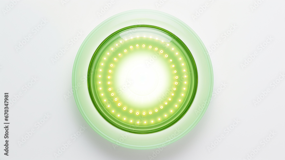 Poster green light fluorescent button isolated on the background of computer graphics website design
