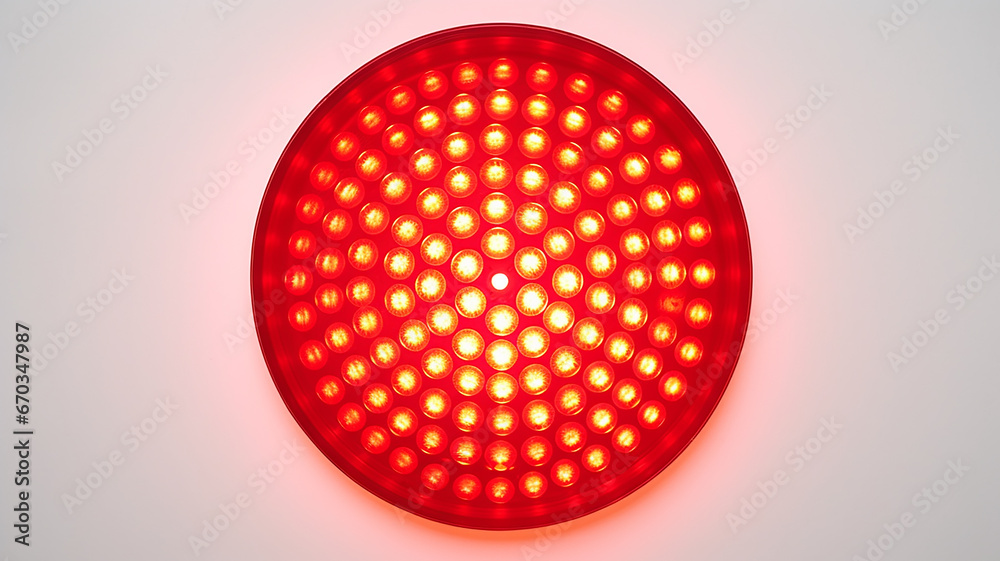 Poster red light fluorescent button isolated on the background of computer graphics website design