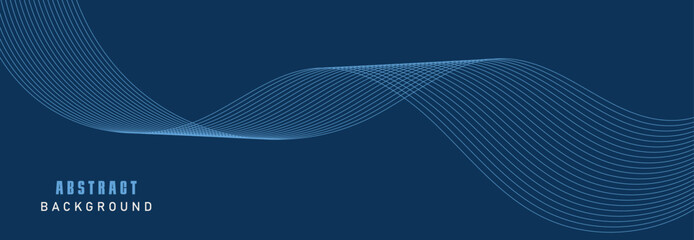 Vector data technology background. Dotted halftone waves connecting dots and lines on a blue background.
