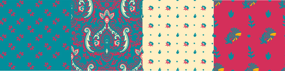 Seamless patterns collection of floral motifs