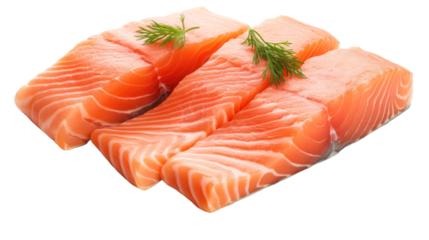 salmon meat on the transparent background