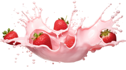 strawberry cream splash on the transparent background