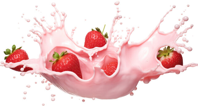 strawberry cream splash on the transparent background
