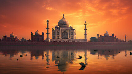 Fototapeta na wymiar Taj Mahal India at sunset time