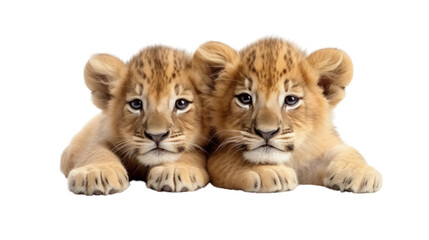 Obraz premium two kid lions on the transparent background